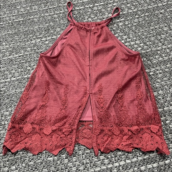 Rue 21 | Pink Mesh Halter Neck Tank With Open Back - Picture 6 of 7